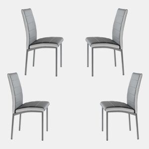 Pacote com 4 cadeiras de jantar Meli para cozinha em couro sintético moderno, 92 x 54 x 45 cm