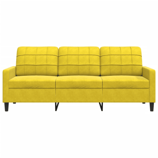 Sofá de 3 lugares - Sofá fixo 180 cm veludo amarelo