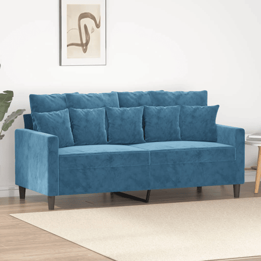 Sofá de 2 lugares - Sofá fixo veludo 140 cm azul