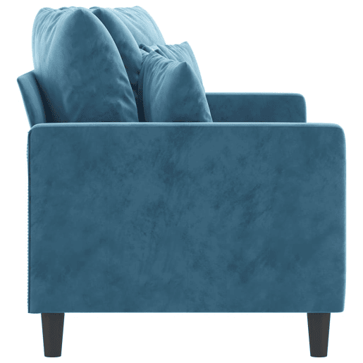Sofá de 2 lugares - Sofá fixo veludo 140 cm azul