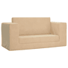 Sofá-cama infantil, Sofá conversível para crianças de 2 lugares pelúcia macia cor creme