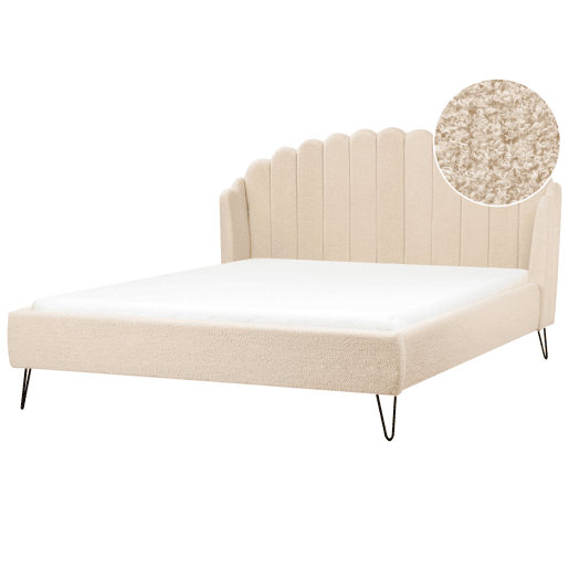Cama Bouclé AMBILLOU 180 x 200 cm Creme