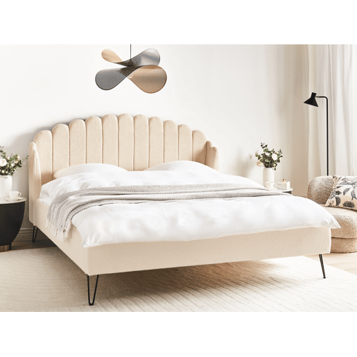 Cama Bouclé AMBILLOU 180 x 200 cm Creme