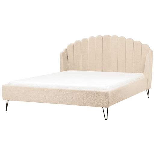 Cama Bouclé AMBILLOU 180 x 200 cm Creme