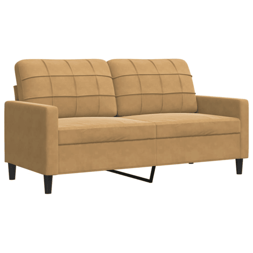 Sofá de 2 lugares - Sofá fixo veludo 140 cm castanho