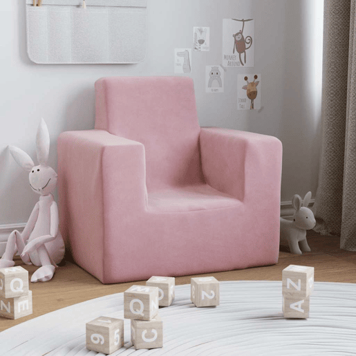 Sofá infantil - Sofá para crianças de pelúcia rosa Sofá infantil - Sofá para crianças de pelúcia rosa