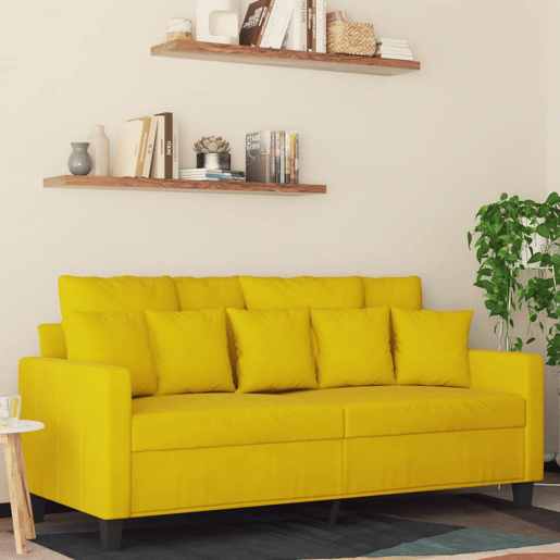 Sofá de 2 lugares - Sofá fixo veludo 140 cm amarelo