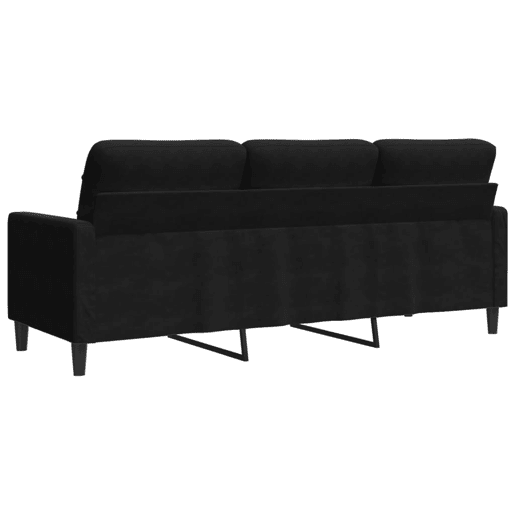 Sofá de 3 lugares - Sofá fixo 180 cm veludo preto