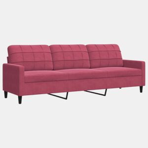 Sofá de 3 lugares - Sofá fixo veludo 210 cm vermelho tinto