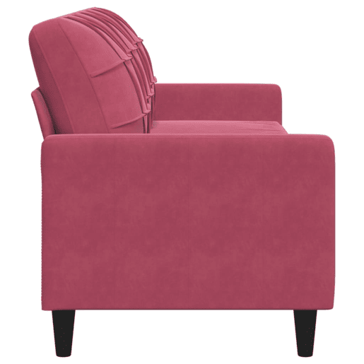 Sofá de 3 lugares - Sofá fixo veludo 210 cm vermelho tinto