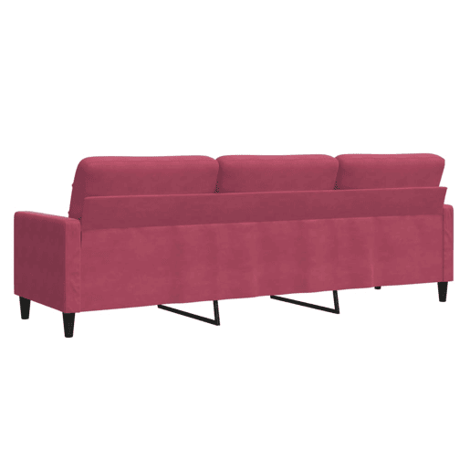 Sofá de 3 lugares - Sofá fixo veludo 210 cm vermelho tinto