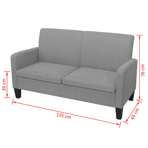 Sofá de 2 lugares - Sofá fixo 135x65x76 cm cinzento claro