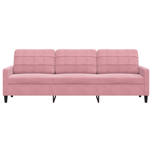 Sofá de 3 lugares - Sofá fixo 210 cm veludo rosa
