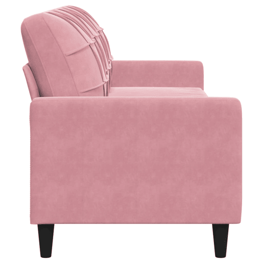 Sofá de 3 lugares - Sofá fixo 210 cm veludo rosa