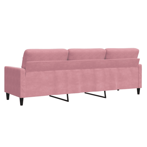 Sofá de 3 lugares - Sofá fixo 210 cm veludo rosa