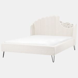 Cama Bouclé AMBILLOU 140 x 200 cm Branco creme
