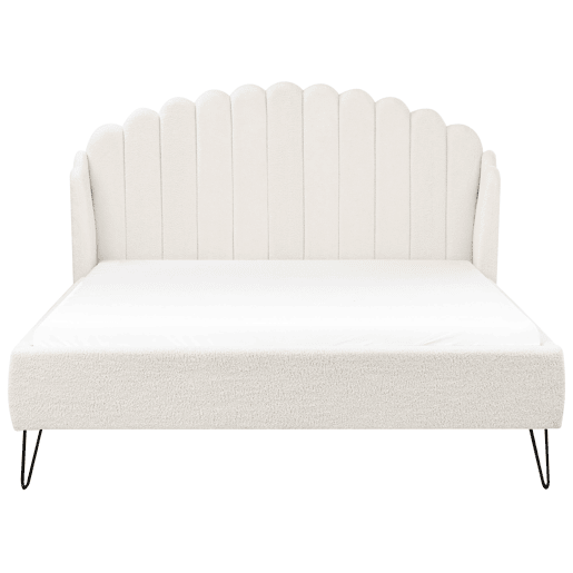 Cama Bouclé AMBILLOU 140 x 200 cm Branco creme