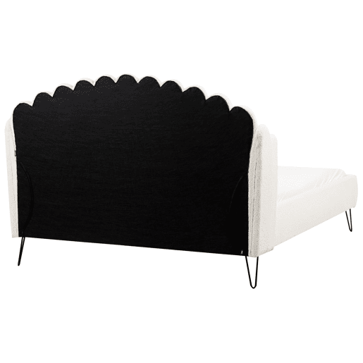 Cama Bouclé AMBILLOU 140 x 200 cm Branco creme