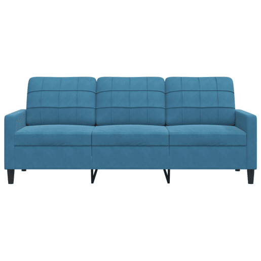 Sofá de 3 lugares - Sofá fixo 180 cm veludo azul