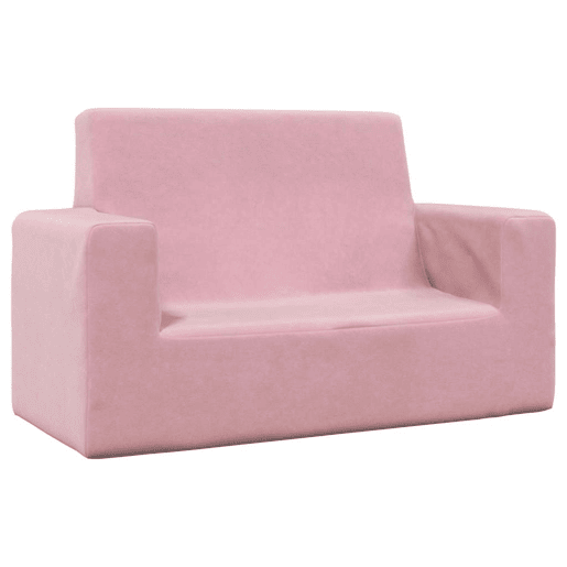 Sofá infantil - Sofá para crianças de 2 lugares pelúcia rosa Sofá infantil - Sofá para crianças de 2 lugares pelúcia rosa