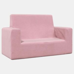Sofá infantil - Sofá para crianças de 2 lugares pelúcia rosa