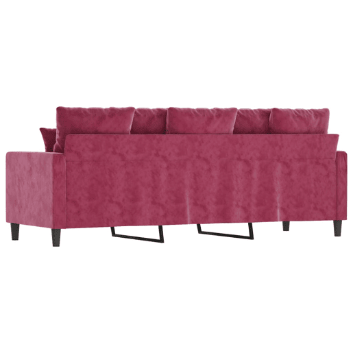 Sofá de 3 lugares - Sofá fixo veludo 180 cm vermelho tinto