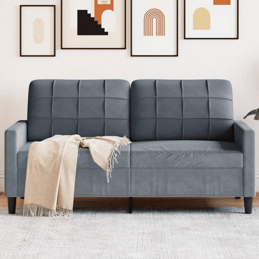 Sofá de 2 lugares - Sofá fixo 140 cm veludo cinza-escuro