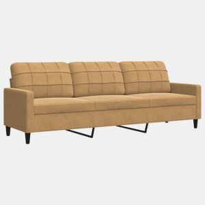 Sofá de 3 lugares - Sofá fixo 210 cm veludo castanho
