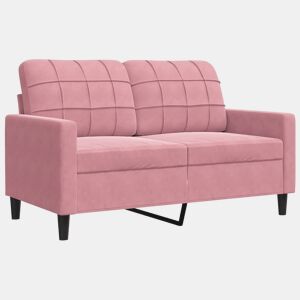 Sofá de 2 lugares - Sofá fixo veludo 120 cm rosa