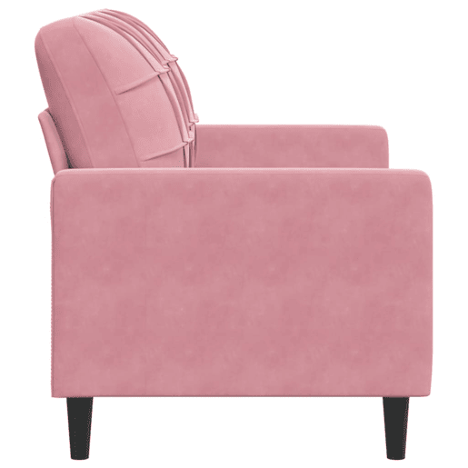Sofá de 2 lugares - Sofá fixo veludo 120 cm rosa