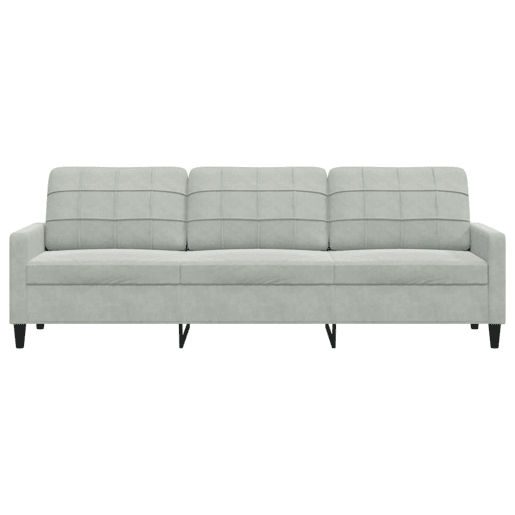 Sofá de 3 lugares - Sofá fixo 210 cm veludo cinza-claro