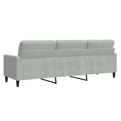 Sofá de 3 lugares - Sofá fixo 210 cm veludo cinza-claro