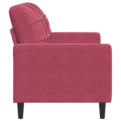 Sofá de 2 lugares - Sofá fixo veludo 120 cm vermelho tinto