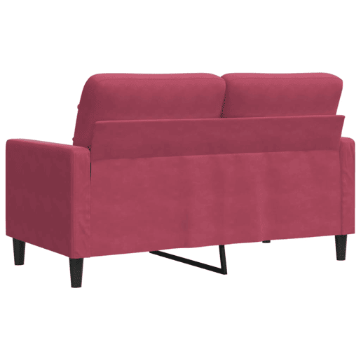 Sofá de 2 lugares - Sofá fixo veludo 120 cm vermelho tinto
