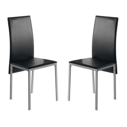 Conjunto de 2 cadeiras de jantar Saona, estilo moderno, na cor preta, 97x56x42 Conjunto de 2 cadeiras de jantar Saona, estilo moderno, na cor preta, 97x56x42