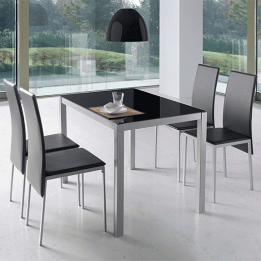 Conjunto de 2 cadeiras de jantar Saona, estilo moderno, na cor preta, 97x56x42 Conjunto de 2 cadeiras de jantar Saona, estilo moderno, na cor preta, 97x56x42