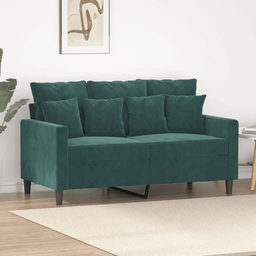 Sofá de 2 lugares - Sofá fixo 120 cm veludo verde-escuro