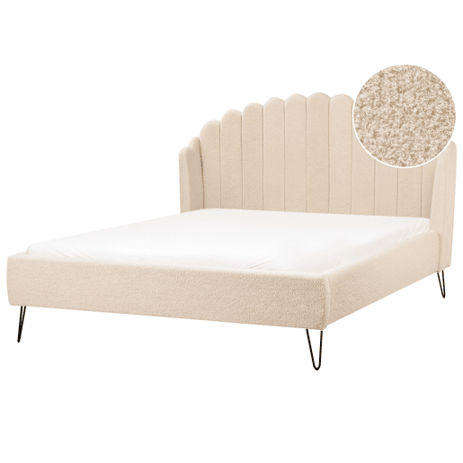 Cama Bouclé AMBILLOU 140 x 200 cm Creme