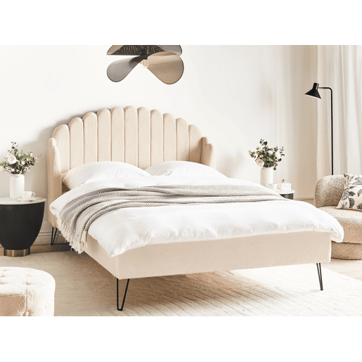 Cama Bouclé AMBILLOU 140 x 200 cm Creme