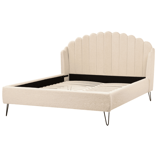 Cama Bouclé AMBILLOU 140 x 200 cm Creme