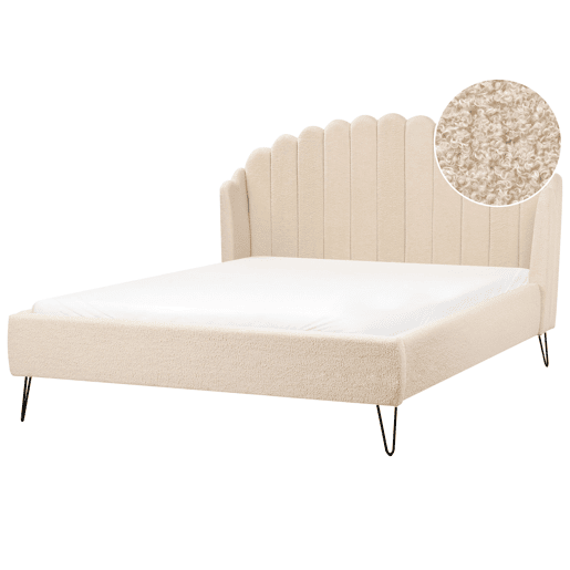 Cama Bouclé AMBILLOU 160 x 200 cm Creme