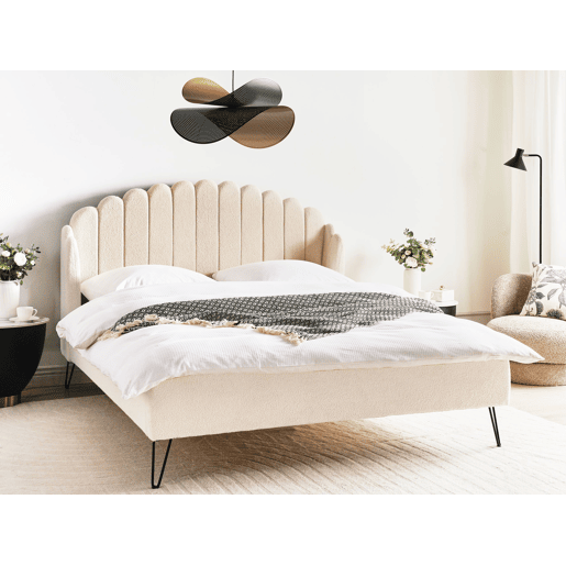 Cama Bouclé AMBILLOU 160 x 200 cm Creme