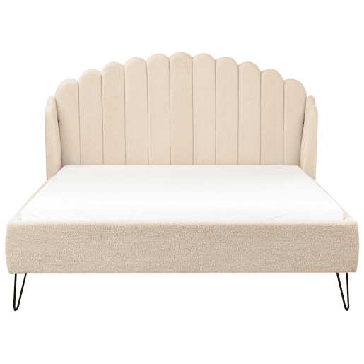Cama Bouclé AMBILLOU 160 x 200 cm Creme