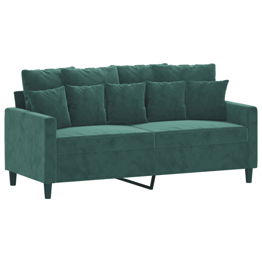 Sofá de 2 lugares - Sofá fixo 140 cm veludo verde-escuro
