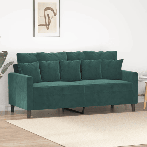 Sofá de 2 lugares - Sofá fixo 140 cm veludo verde-escuro