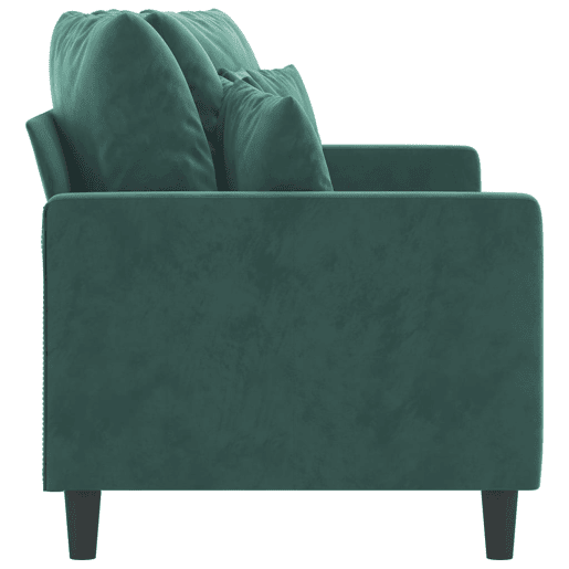 Sofá de 2 lugares - Sofá fixo 140 cm veludo verde-escuro