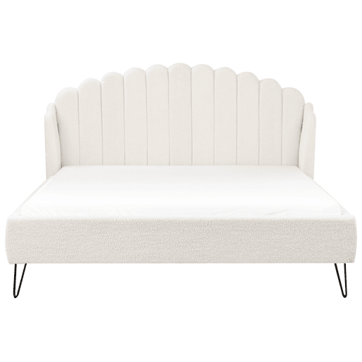 Cama Bouclé AMBILLOU 180 x 200 cm Branco creme