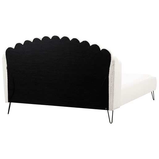 Cama Bouclé AMBILLOU 180 x 200 cm Branco creme
