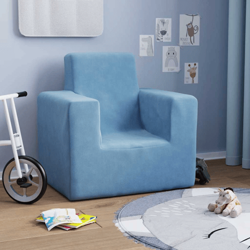 Sofá infantil - Sofá para crianças pelúcia macia azul Sofá infantil - Sofá para crianças pelúcia macia azul