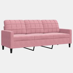Sofá de 3 lugares - Sofá fixo 180 cm veludo rosa